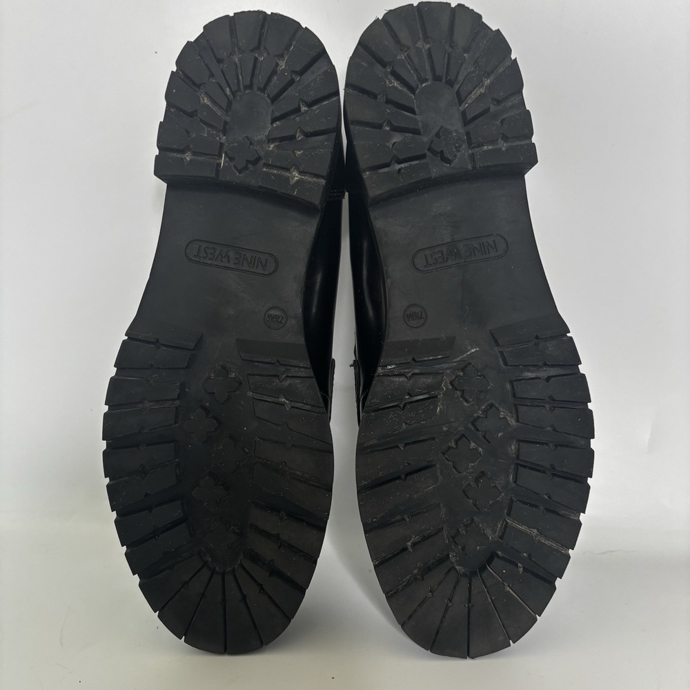 Nine West Maibel Black Patent Slip on Penny Loafer Lug Sol 7.5M Classic Academia - Picture 13 of 16